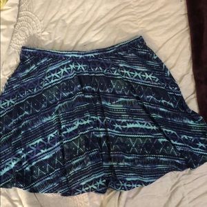 blue tribal print skater skirt